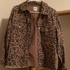 Kensie M Cheetah Print Jean Jacket